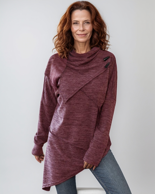 Avenelle Dames Herfst Asymmetrische Tuniek met Relaxte Pasvorm