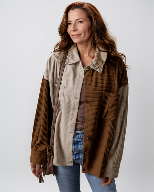 Avenelle Dames Herfst Casual Colorblock Shacket