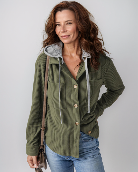 Avenelle Dames Herfst Casual Corduroy Jas met Capuchon