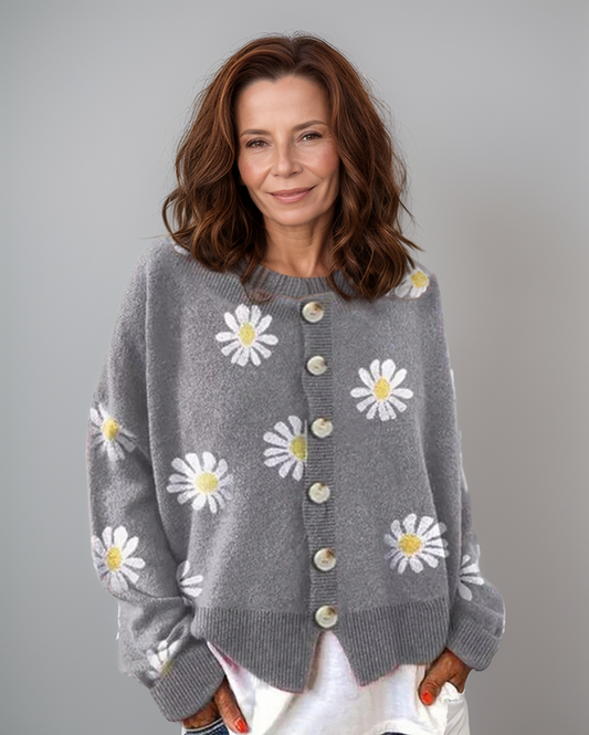 Avenelle Dames Herfst Casual Gebreid Vest met Margrietprint