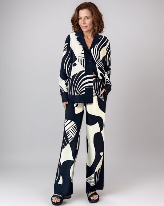 Avenelle Dames Herfst Casual Gedrukte Tweedelige Set