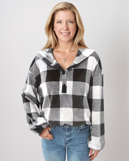 Avenelle Dames Herfst Casual Geruite Hooded Top