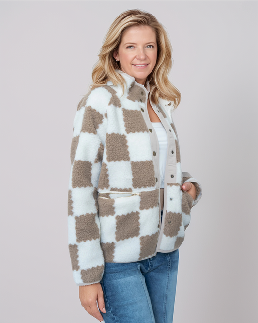 Avenelle Dames Herfst Casual Geruite Pluche Jas