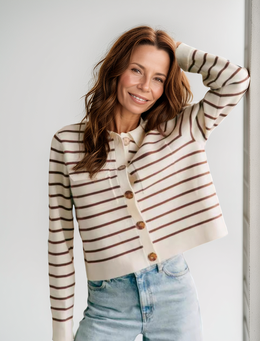 Avenelle Dames Herfst Casual Gestreepte Knopenvest