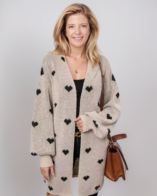 Avenelle Dames Herfst Casual Lange Jas met Liefdespatroon