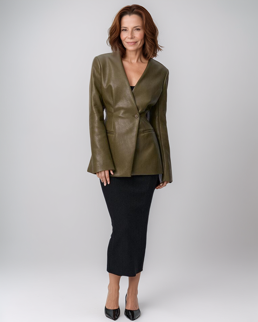 Avenelle Dames Herfst Elegant Slim Fit Leren Blazer