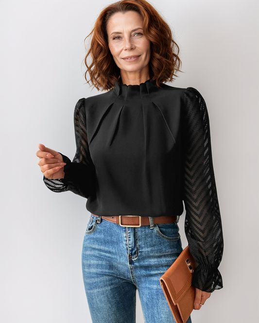 Avenelle Dames Herfst Elegante Blouse met Kantmouwen