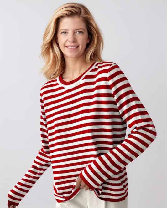 Avenelle Dames Herfst Klassiek Gestreept Langarmshirt