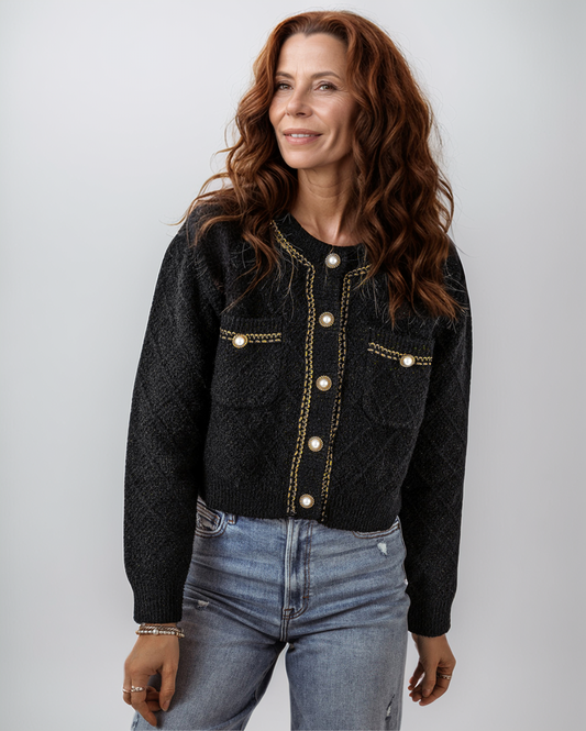 Avenelle Dames Herfst Semi-Formele Glitter Cardigan