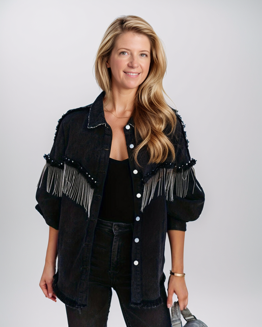 Avenelle Dames Herfst Stijlvolle Denim Fringe Jas