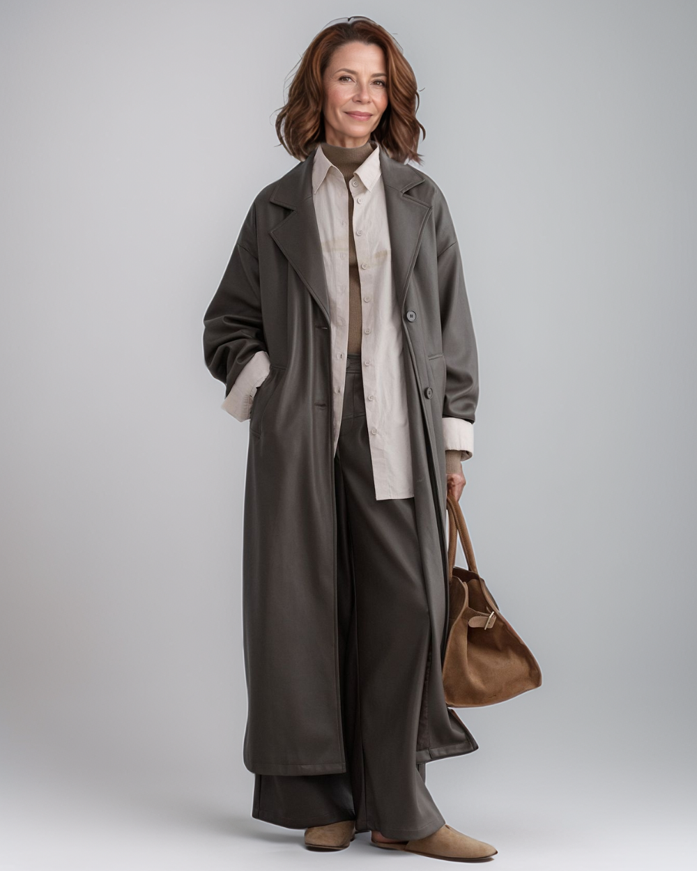 Avenelle Dames Herfst Stijlvolle Leren Trenchcoat