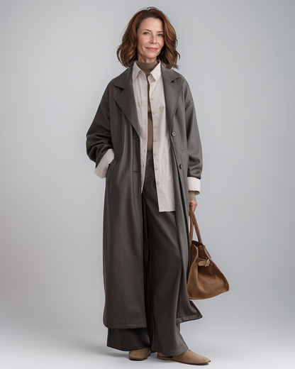 Avenelle Dames Herfst Stijlvolle Leren Trenchcoat