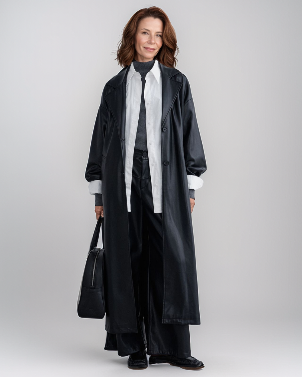 Avenelle Dames Herfst Stijlvolle Leren Trenchcoat
