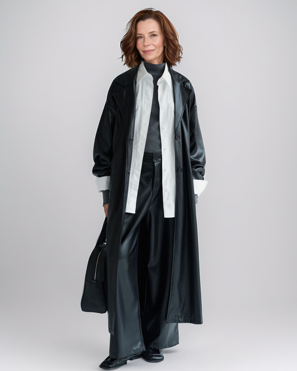 Avenelle Dames Herfst Stijlvolle Leren Trenchcoat