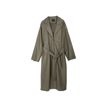 Avenelle Dames Herfst Stijlvolle Leren Trenchcoat