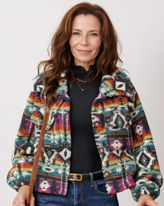 Avenelle Dames Herfst Winter Printed Korte Jas