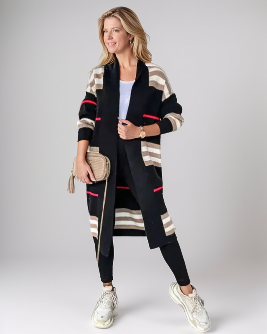 Avenelle Dames Lange Gestreepte Cardigan voor Elke Dag en Casual Gelegenheden