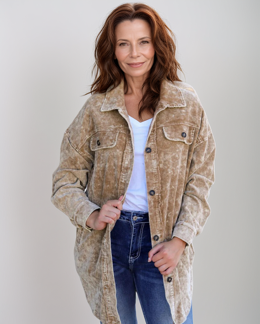 Avenelle Dames Oversized Corduroy Jacket van Katoen voor de Herfst