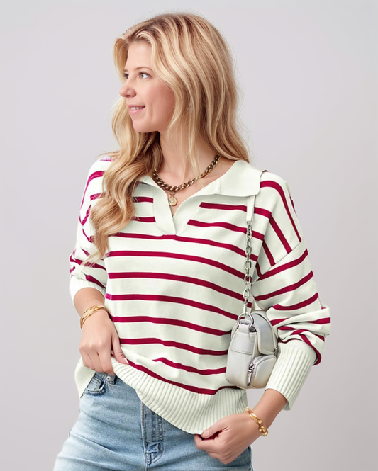 Avenelle Dames Winter Casual Gestreepte Trui met V-Hals