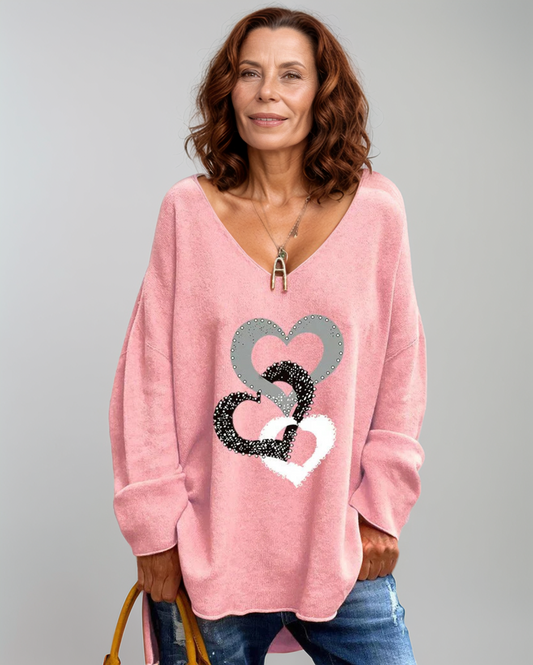 Avenelle Dames Winter Casual Oversized Trui met Hartmotief
