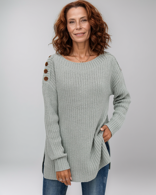 Avenelle Dames Winter Casual Oversized Trui met Knopdetails