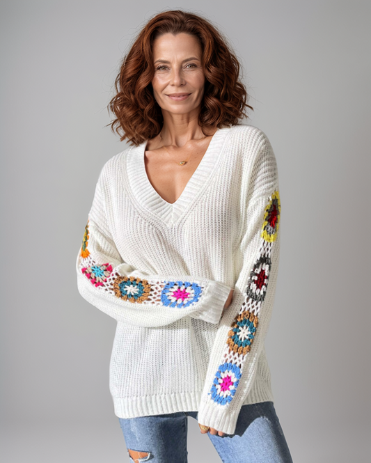 Avenelle Dames Winter Causal Trui met Bloemenmouwen