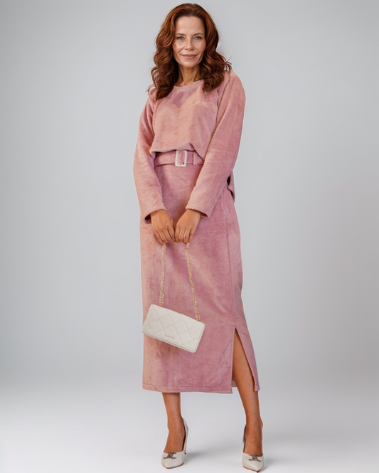Avenelle Dames Winter Elegant Roze Tweedelig Wol Set