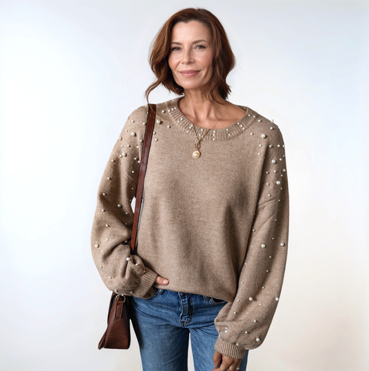 Avenelle Dames Winter Elegante Trui met Parelversiering