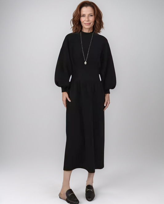 Avenelle Dames Winter Formele Midi Jurk met Pofmouwen