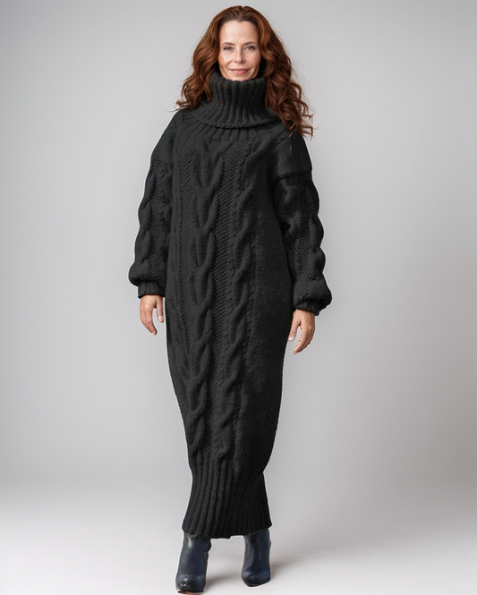 Avenelle Dames Winter Kabelgebreide Coltrui Jurk
