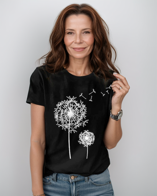 Avenelle Dames Zomer Casual Losse T-Shirt met Dandelion Print