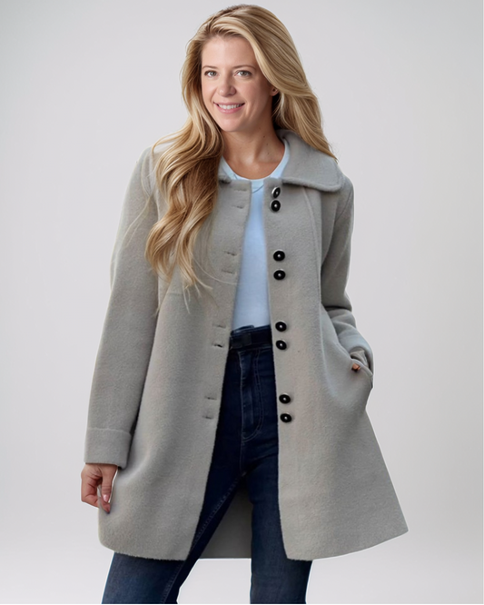 Casual Single-Breasted Woolen Damesjas – Herfst/Winter