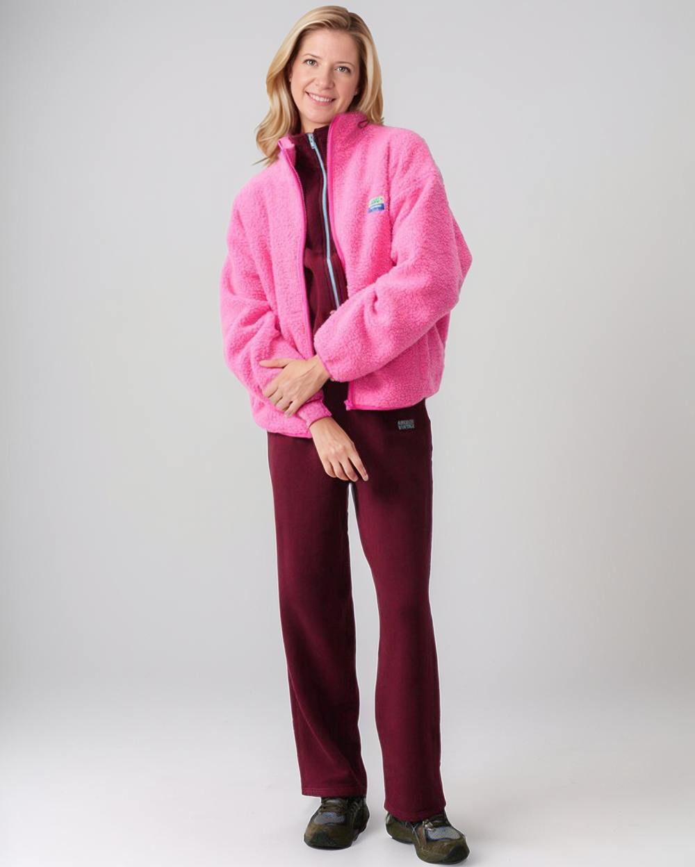 Crème Fleece Jas met Opstaande Kraag – Casual Rits