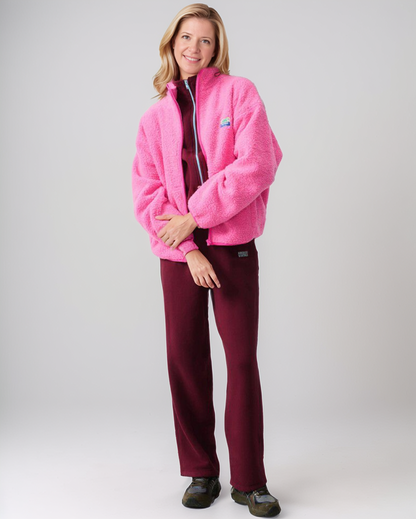 Crème Fleece Jas met Opstaande Kraag – Casual Rits