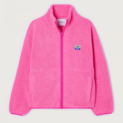 Crème Fleece Jas met Opstaande Kraag – Casual Rits