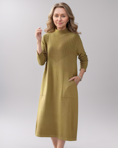 Elegante Halve Coltrui Gebreide Jurk – Dames
