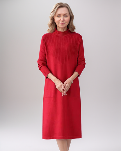 Elegante Halve Coltrui Gebreide Jurk – Dames