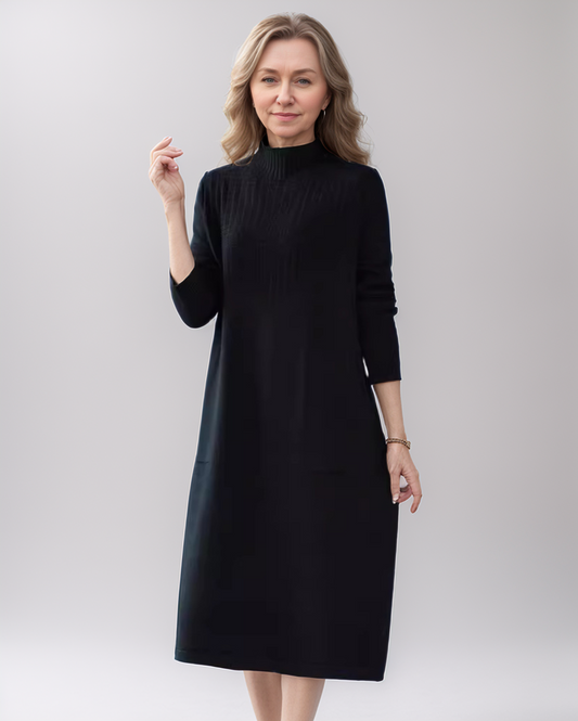 Elegante Halve Coltrui Gebreide Jurk – Dames