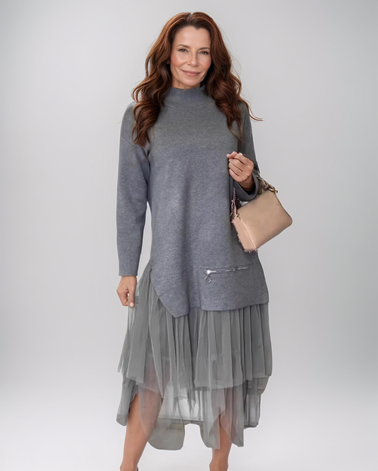 Elegante Mesh Jurk – Slanke Pasvorm Herfst