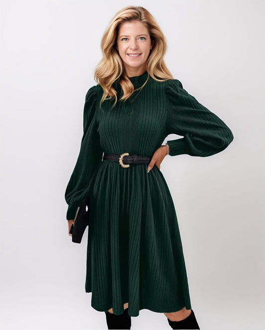 Modiluxa Dames Jurk met Pofmouwen