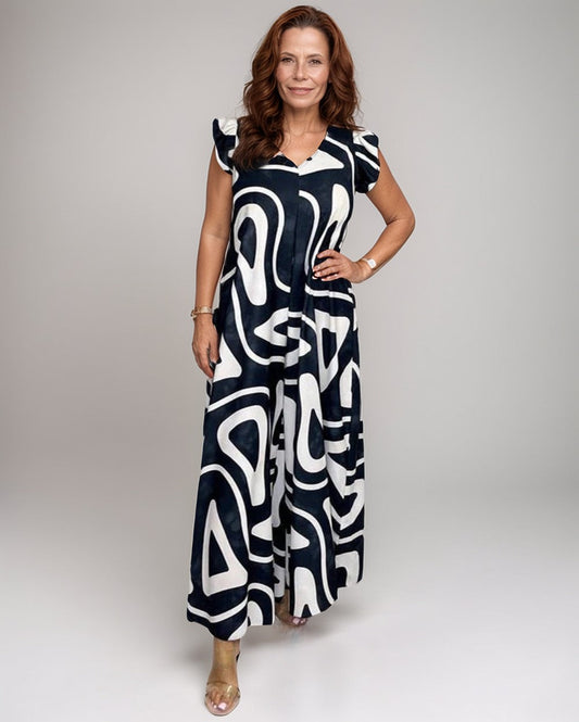Modiluxa Dames Elegante Semi-Formele Lente-Zomerjumpsuit met Geometrische Print