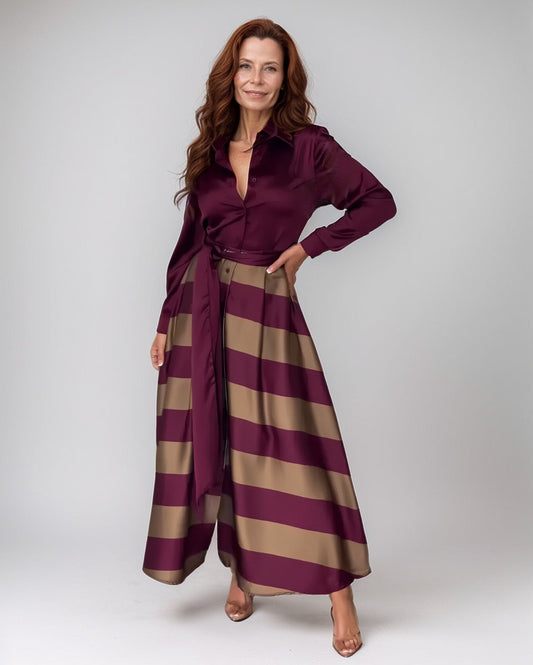 Modiluxa Dames Lente Gestreepte Maxi Jurk