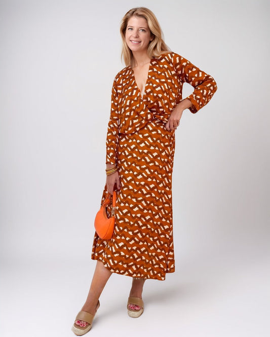 Modiluxa Dames Casual Stijlvolle Midi Jurk met Print