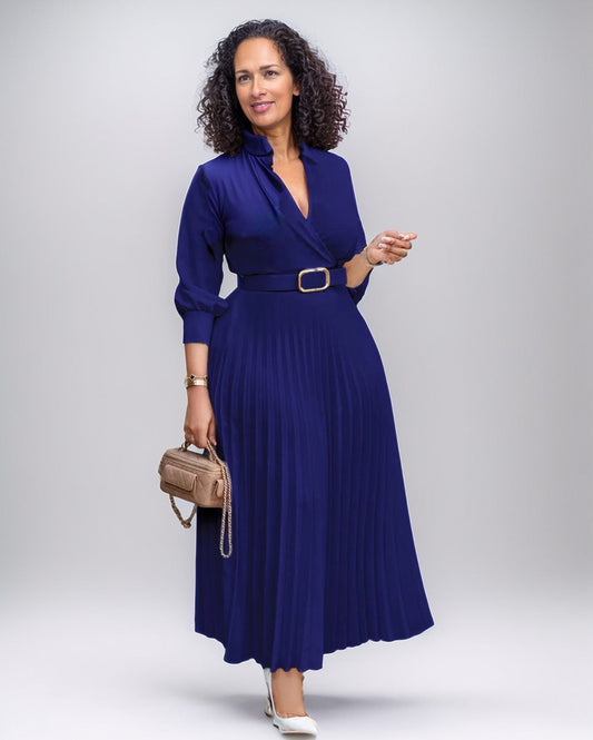 Modiluxa Dames Lente Geplooide Midi-Jurk