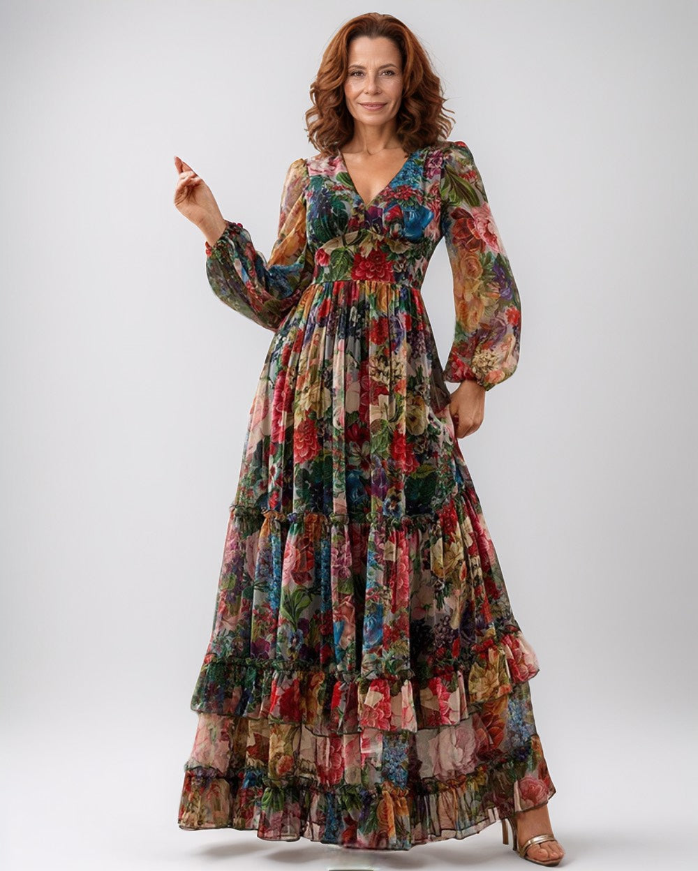 Modiluxa Dames Lente Formeel Chic Bloemenjurk
