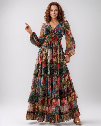 Modiluxa Dames Lente Formeel Chic Bloemenjurk