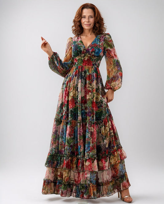 Modiluxa Dames Lente Formeel Chic Bloemenjurk