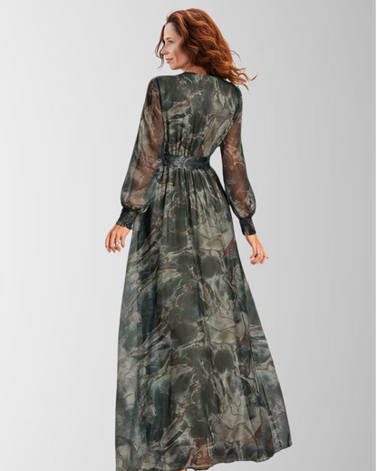 Modiluxa Dames Lente Formele Maxi Jurk met Print en Chiffon