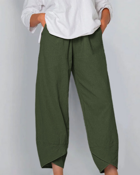 Modiluxa Dames Lente Linnen Broek met Wijde Pijpen