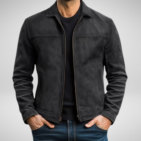 Stylish leather zip-up jacket